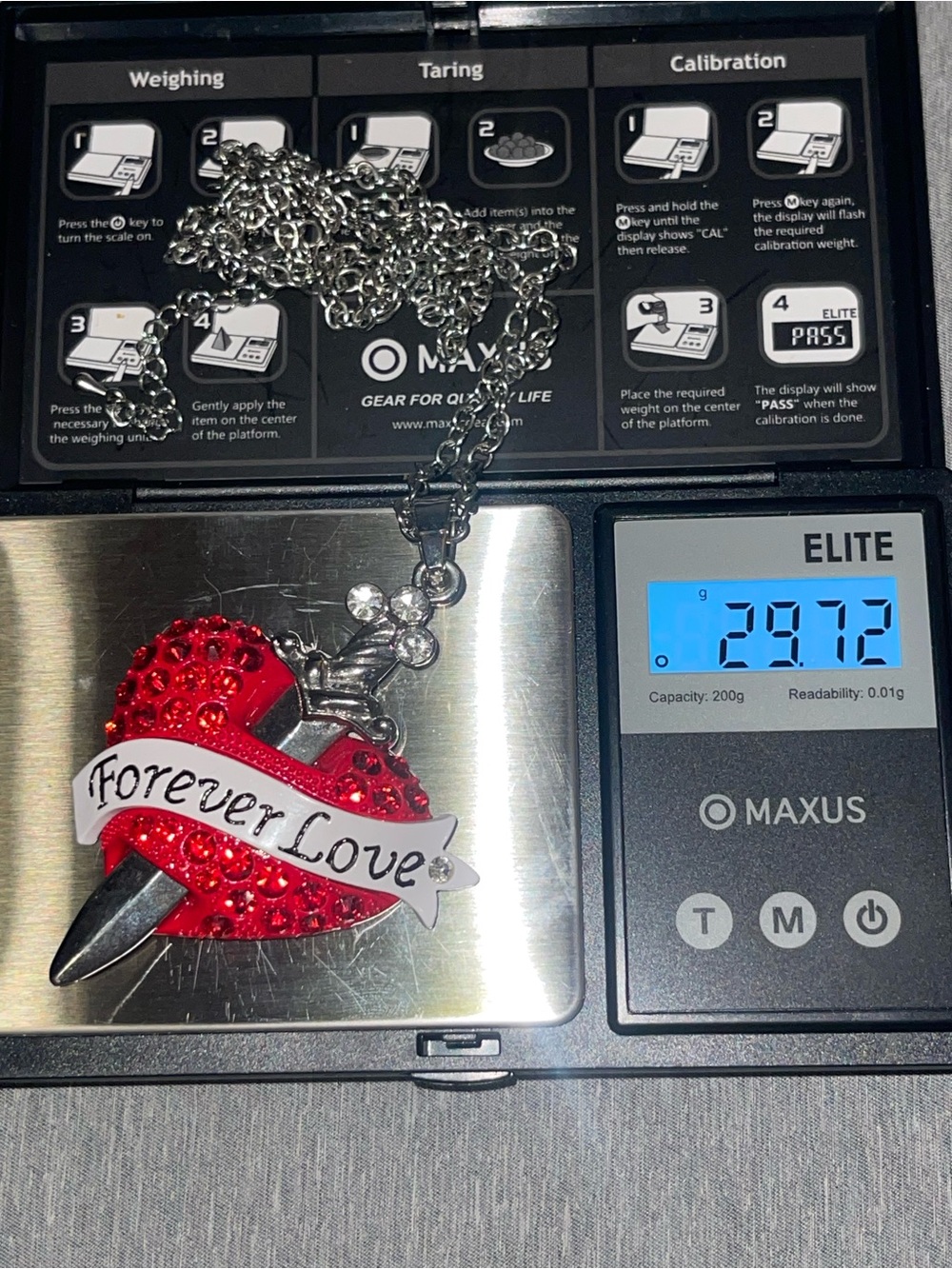 Forever Love Dagger Rhinestone heart necklace Y2k McBling Kustom Hot Rod Style
